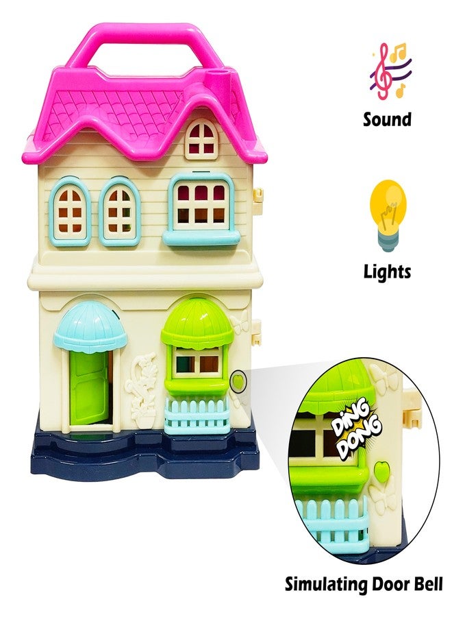 VGRASSP Doll Family House Set Toy for Kids - Pretend Play Toy with Door Bell and Openable Doors - Role Play Doll House for Girls with 6 Accessories - Color As Per Stock - Image 4